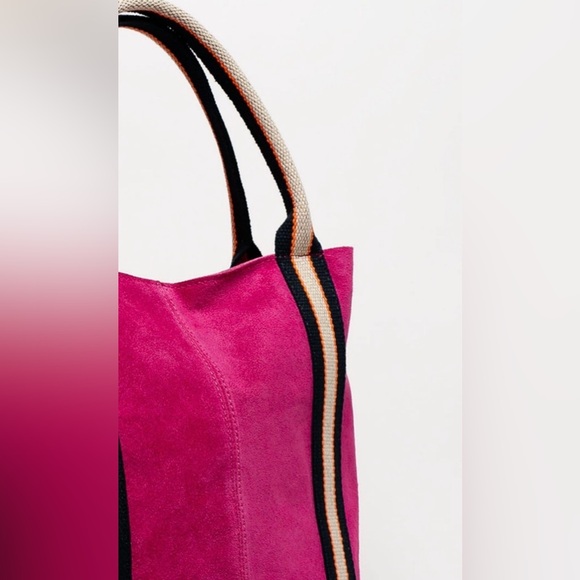 Melody Suede Leather Tote in Fuschia - Picture 16 of 16